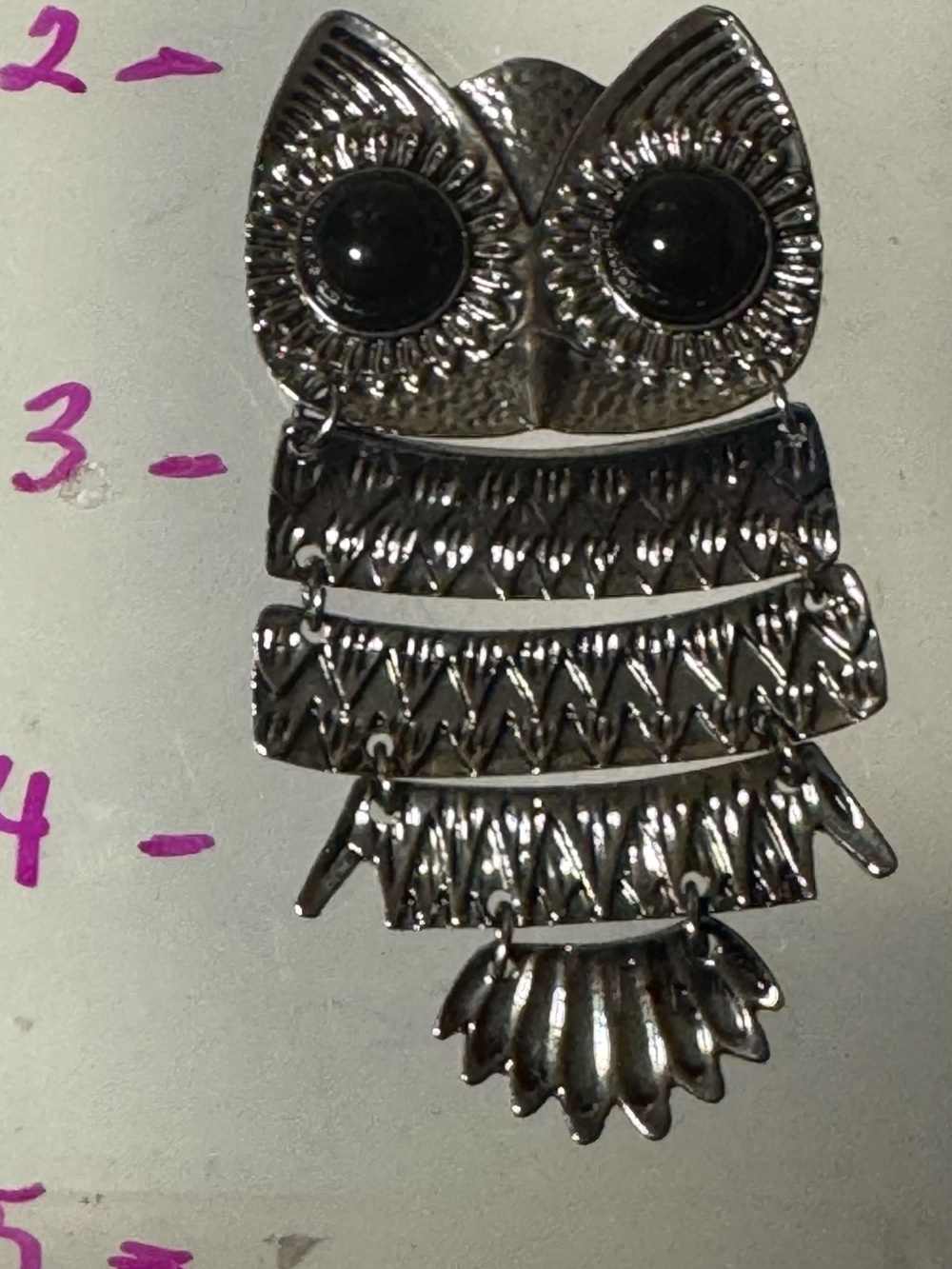 Silver-Tone Owl Brooch Pin with Black Eyes - Women's Jewelry